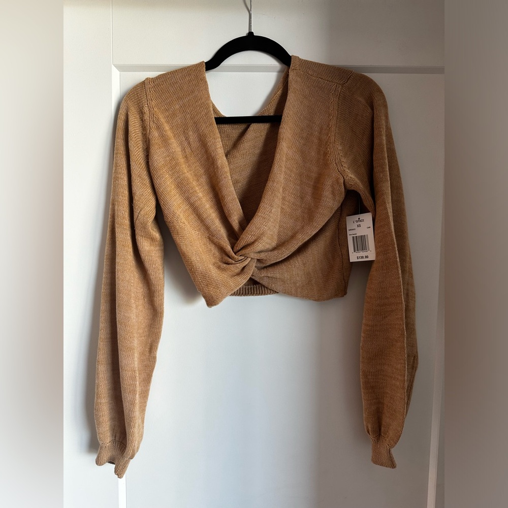 L*SPACE TAN CROPPED 100% COTTON CARDIGAN | SIZE XS